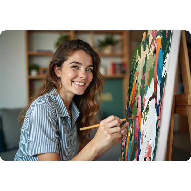 Paveikslas tapybai pagal skaičius 40x50 cm Massido Papūgos