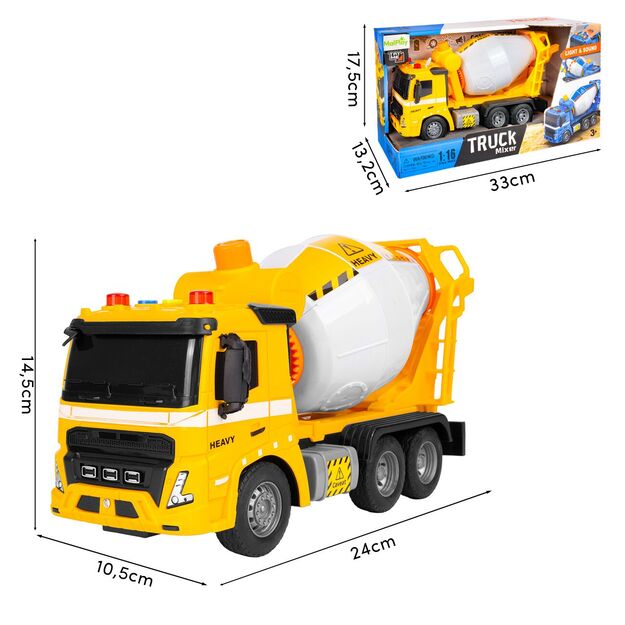Žaislinis sunkvežimis Betono maišyklė su šviesa ir garsu, modelis 1:16 1