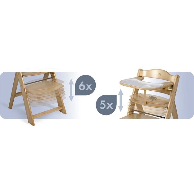 NUKIDO Medinė sulankstoma maitinimo kėdutė su reguliuojamais dirželiais 3