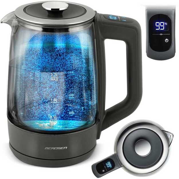 Berdsen BD-711 1,7 l elektrinis virdulys su temperatūros reguliavimu, stiklinis