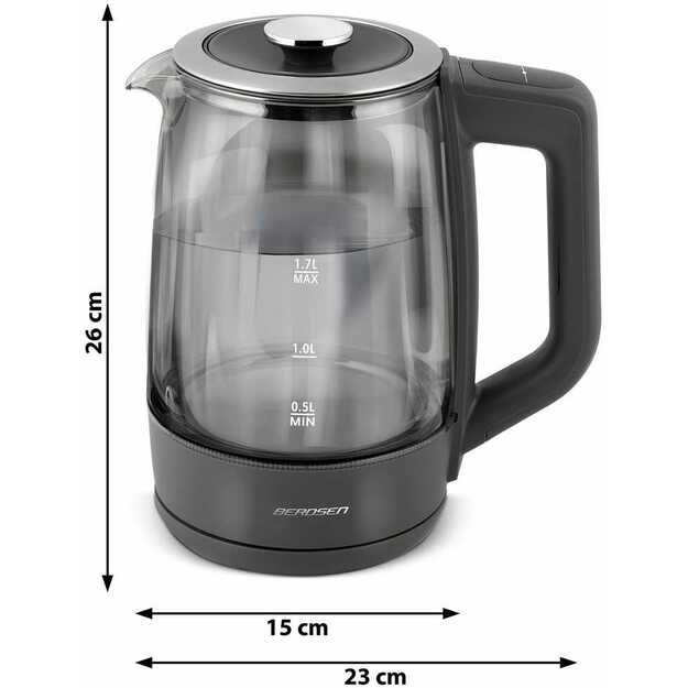 Berdsen BD-711 1,7 l elektrinis virdulys su temperatūros reguliavimu, stiklinis 1
