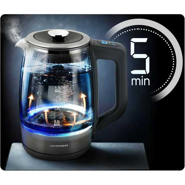 Berdsen BD-711 1,7 l elektrinis virdulys su temperatūros reguliavimu, stiklinis 9