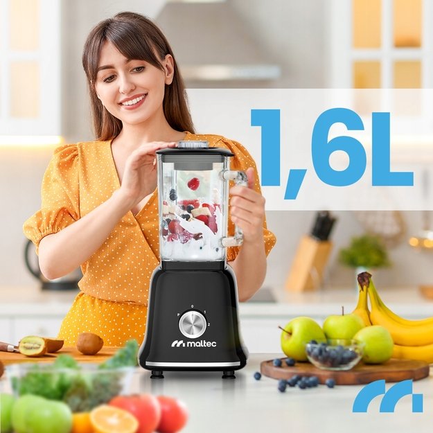 Stiklinis maišytuvas kokteiliams ir glotnučiams, malūnėlis, 2 buteliukai, didelis 1600 ml 5