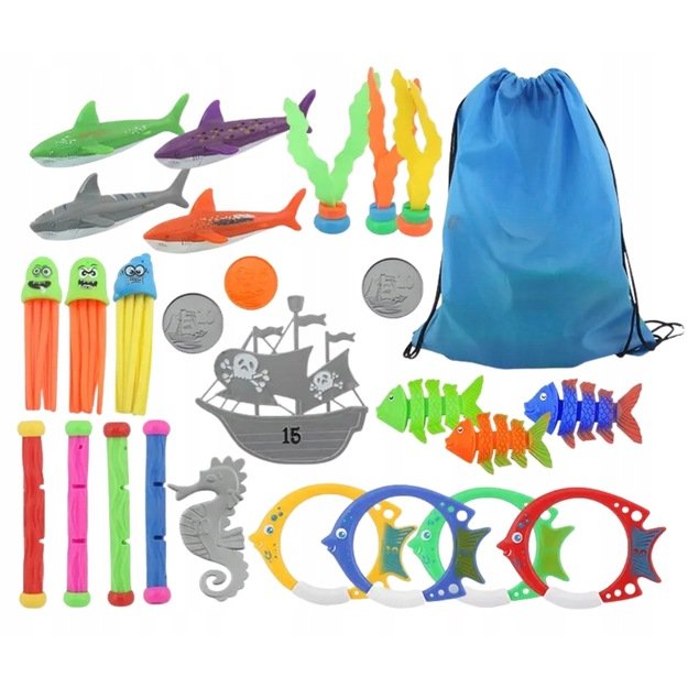 Vandens, baseino ir nardymo žaislų rinkinys, 26 dalys