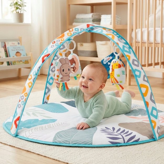 Lavinamasis kilimėlis kūdikiams su knyga ir pakabučiais 0M+ 3