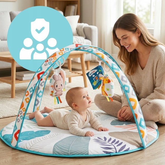 Lavinamasis kilimėlis kūdikiams su knyga ir pakabučiais 0M+ 7