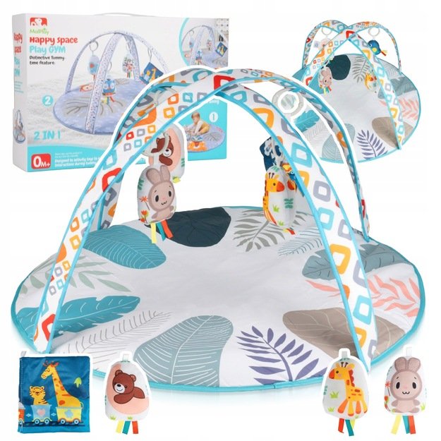 Lavinamasis kilimėlis kūdikiams su knyga ir pakabučiais 0M+