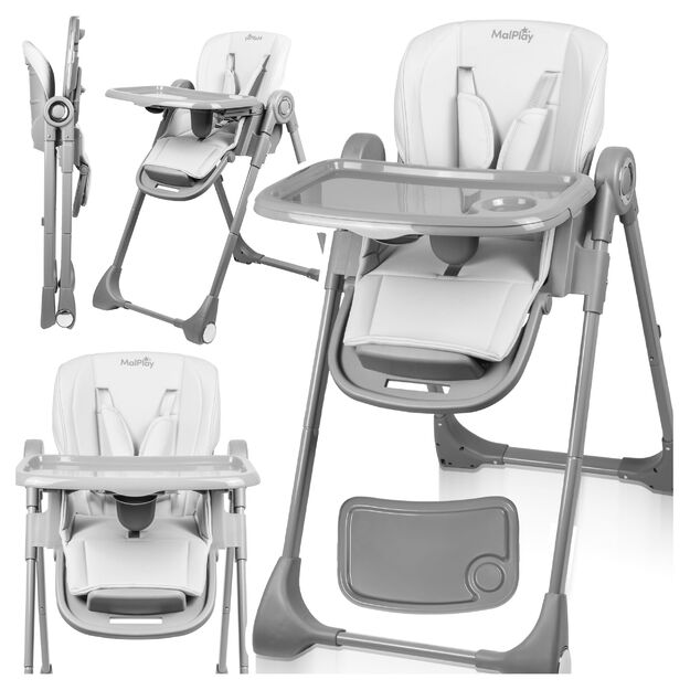 Sulankstoma maitinimo kėdutė su reguliuojamu padėklu ir dirželiais, SAVRO