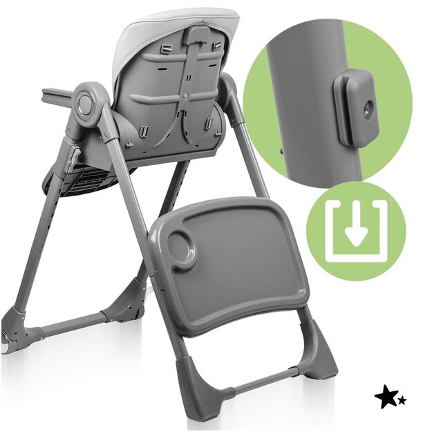 Sulankstoma maitinimo kėdutė su reguliuojamu padėklu ir dirželiais, SAVRO 2