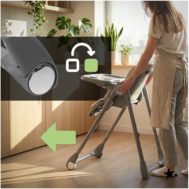 Sulankstoma maitinimo kėdutė su reguliuojamu padėklu ir dirželiais, SAVRO 10