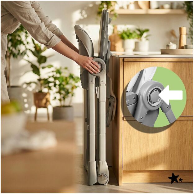 Sulankstoma maitinimo kėdutė su reguliuojamu padėklu ir dirželiais, SAVRO 12