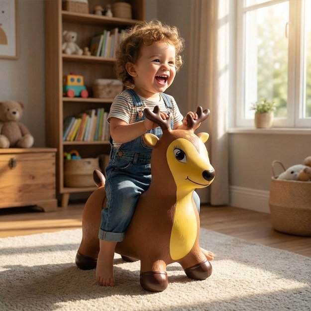 Pripučiamas guminis šokliukas Elnias su pompa, 51 cm 5