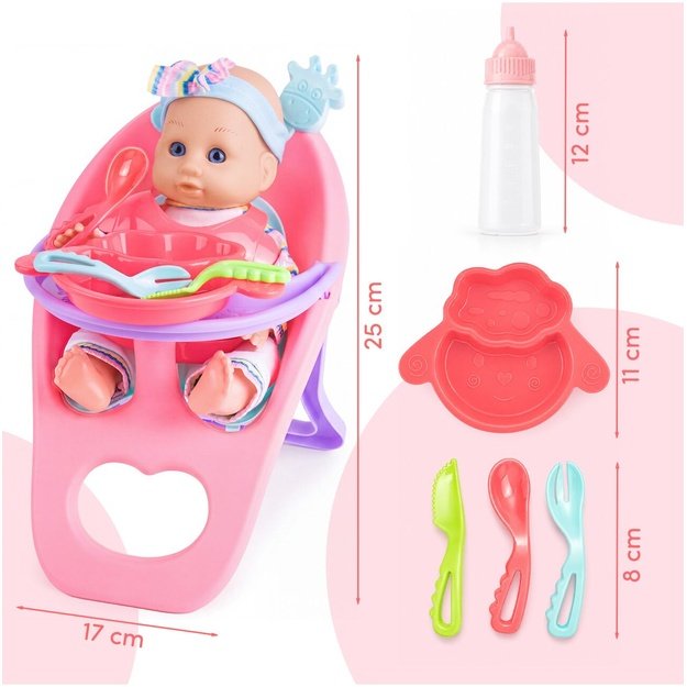Lėlė „Baby Sweet Love“ su maitinimo rinkiniu ir kėdute