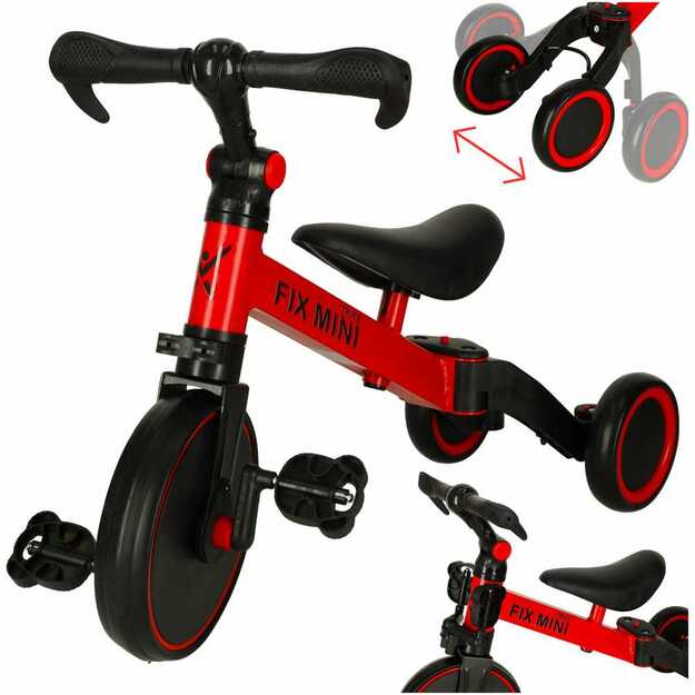 Trike Fix Mini krosinis triratukas 3in1 su pedalais, raudonas