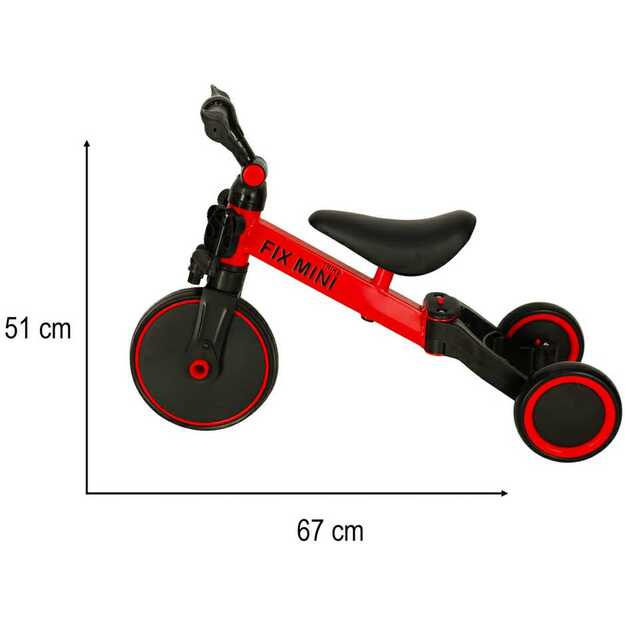 Trike Fix Mini krosinis triratukas 3in1 su pedalais, raudonas