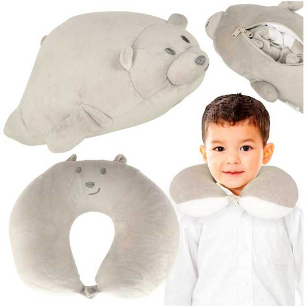 Minkštas žaislas - kelioninė pagalvėlė Meškiukas 2in1