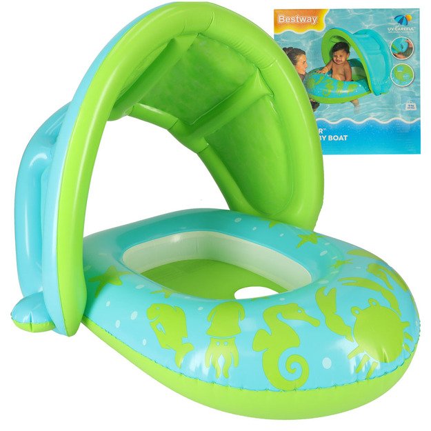 BESTWAY 34091 Pripučiamas pontonas su stogeliu, žalias