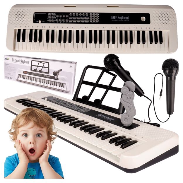 Didelis vaikiškas pianinas su mikrofonu, 61 klavišas