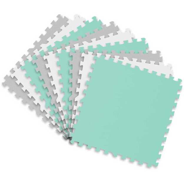 Didelis putplasčio dėlionės kilimėlis, pilkai turkio, Ricokids, 180x180cm, 9 vnt. 1