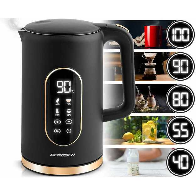 Berdsen BD-712 1,7 l elektrinis virdulys, juodos ir auksinės spalvos 8