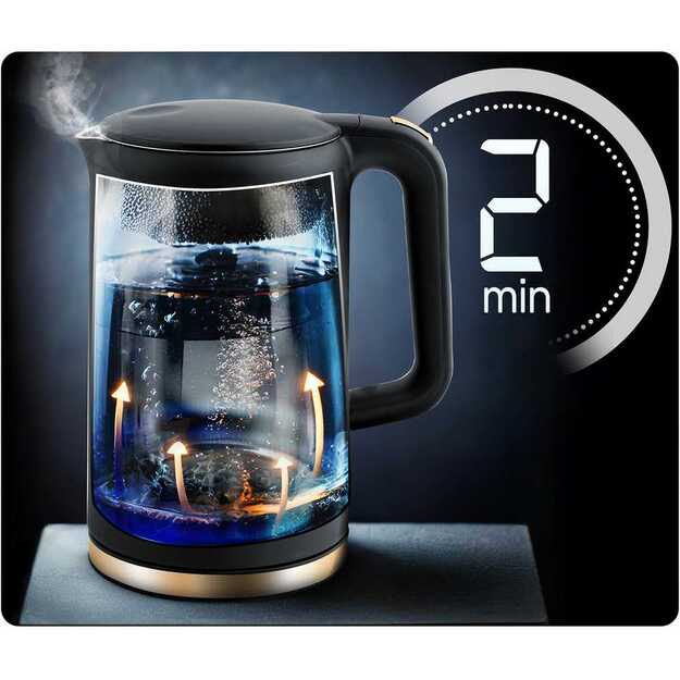 Berdsen BD-712 1,7 l elektrinis virdulys, juodos ir auksinės spalvos 11