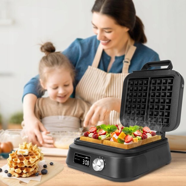 Vaflinė dviem dideliems vafliams, temperatūros reguliavimas, garso signalas, 2200 W 1