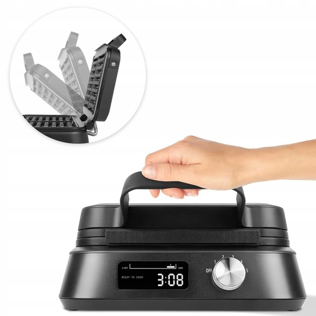 Vaflinė dviem dideliems vafliams, temperatūros reguliavimas, garso signalas, 2200 W 10