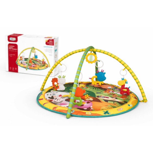 Lavinamasis kūdikio žaidimų kilimėlis su lankais ir žaislais 4