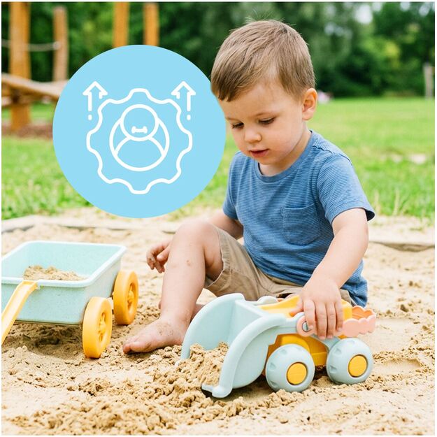 Vaikiškas karutis su smėlio žaislais ir savivarčiu 6