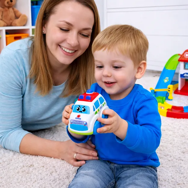 Ligoninė su automobiliais ir spiraline trasa kūdikiams, 13 dalių 2