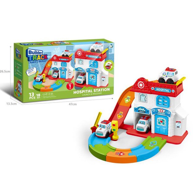 Ligoninė su automobiliais ir spiraline trasa kūdikiams, 13 dalių 1