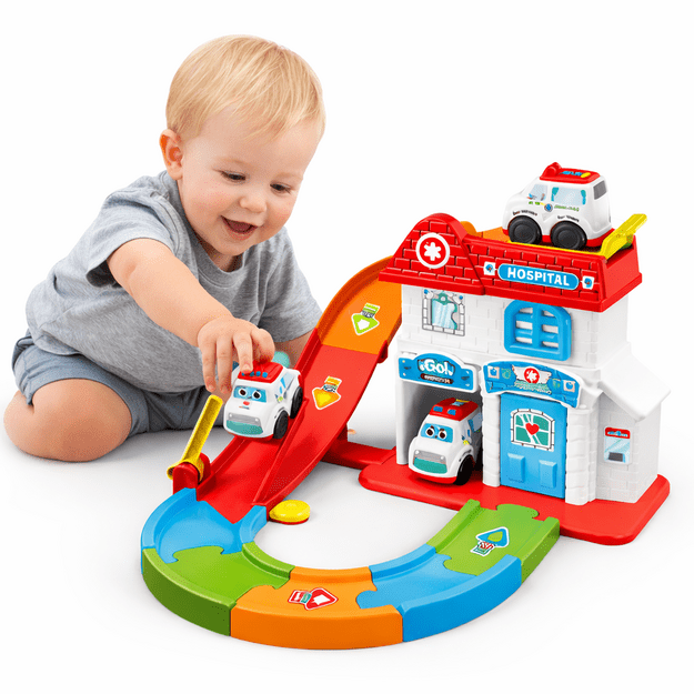 Ligoninė su automobiliais ir spiraline trasa kūdikiams, 13 dalių 4