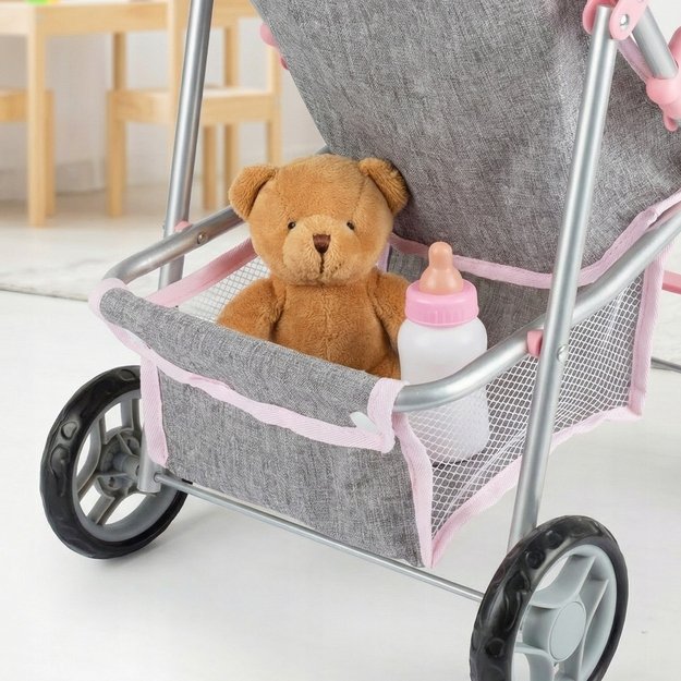 Sulankstomas vežimėlis lėlei Mažoji princesė, pilkas 4