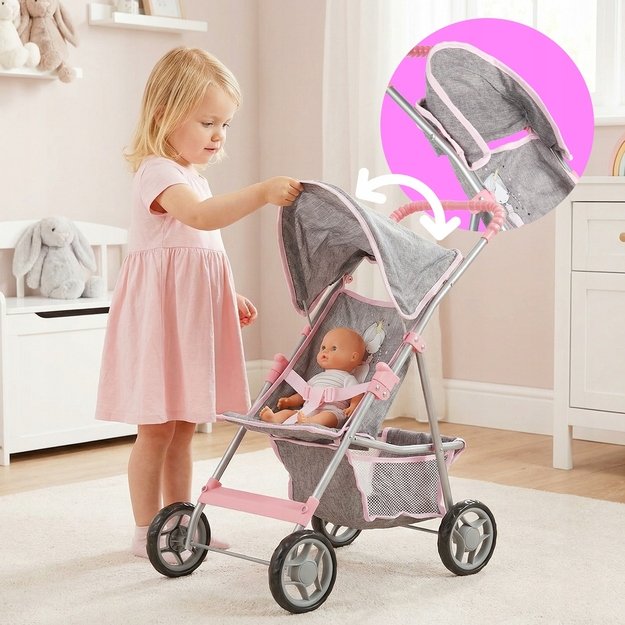 Sulankstomas vežimėlis lėlei Mažoji princesė, pilkas 3