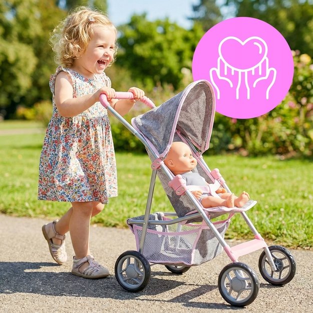 Sulankstomas vežimėlis lėlei Mažoji princesė, pilkas 6