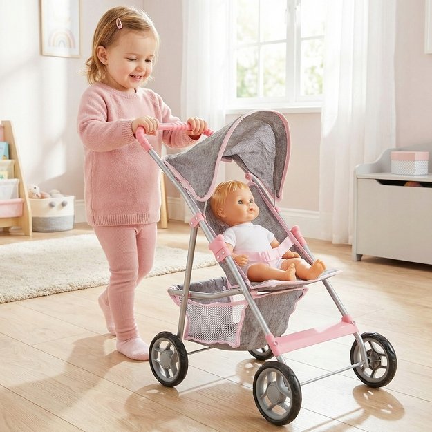 Sulankstomas vežimėlis lėlei Mažoji princesė, pilkas 10