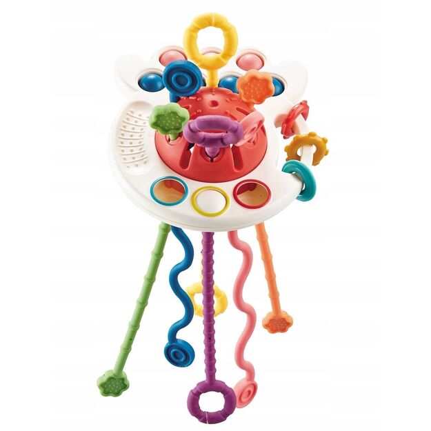 Interaktyvus sensorinis žaislas - kramtukas kūdikiams 4in1 Ufo