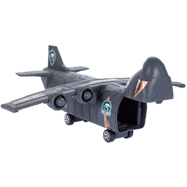 Žaislinė karinė bazė su oro uostu, lėktuvu ir transporto priemonėmis