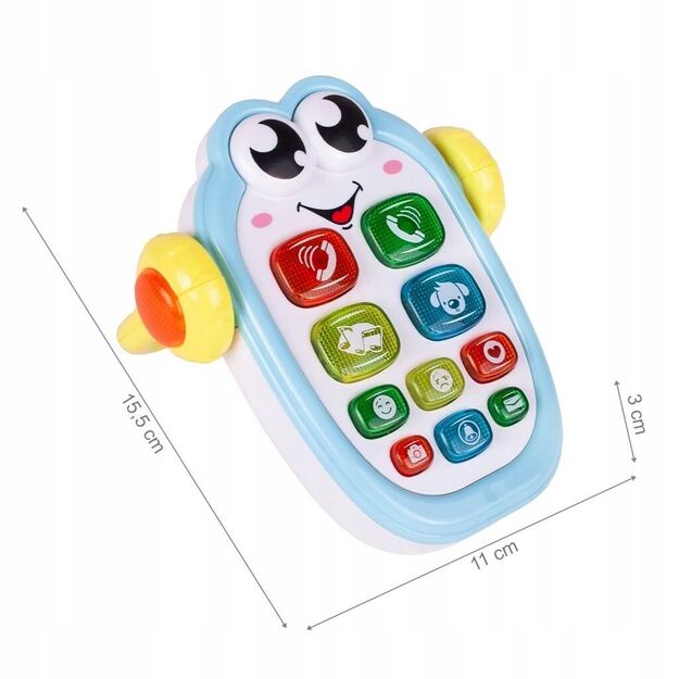 Žaislinis interaktyvus telefonas kūdikiams su rankena