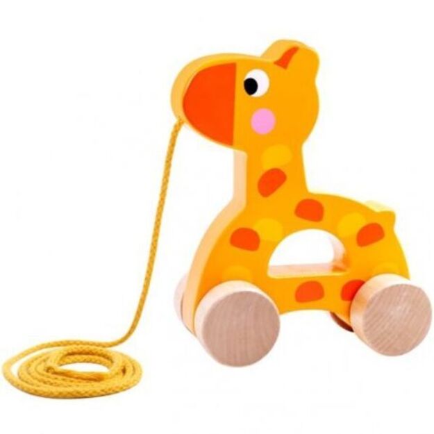 Žaislas kūdikiams Medinis traukiamas žaislas Žirafa
