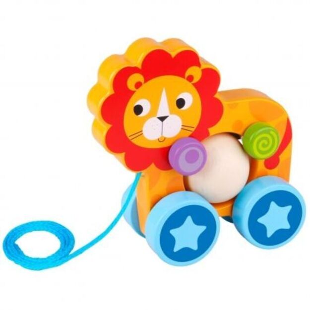 Žaislas kūdikiams medinis traukiamas liūtas