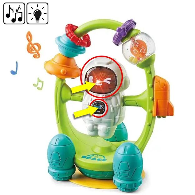 Muzikinis barškutis su siurbtuku Astronautas