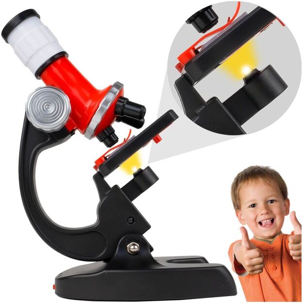 Žaislinis mikroskopas jaunajam mokslininkui su priedais