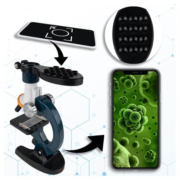 Žaislinis mikroskopas su telefono laikikliu