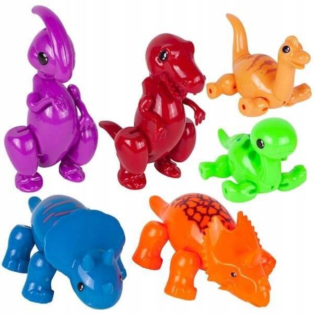 Žaislinės spalvingos dinozaurų figūrėlės, 6 vnt