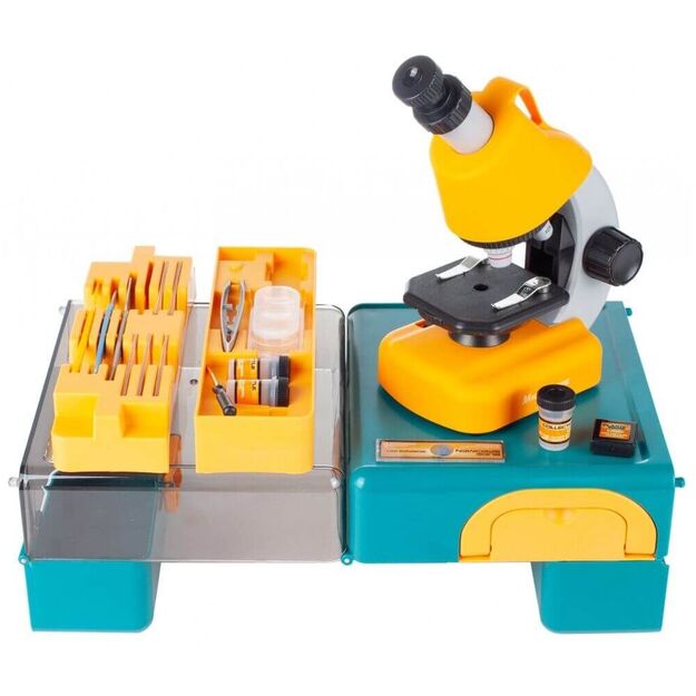 Žaislinis mikroskopas su priedais lagamine