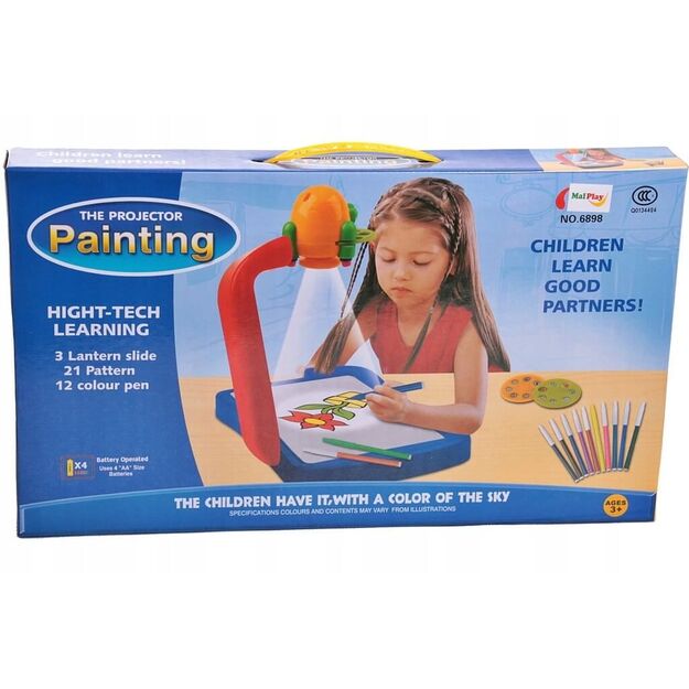 Vaikiškas projektorius piešimui  su 12 vnt rašiklių