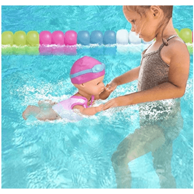 Interaktyvi plaukiojanti lėlė su maudymosi kostiumėliu