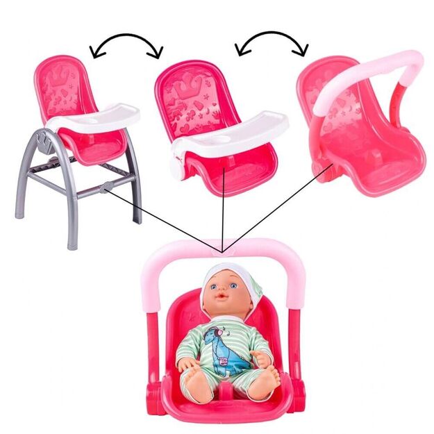 Lėlė kūdikis su naktipuodžiu ir maitinimo kėdute