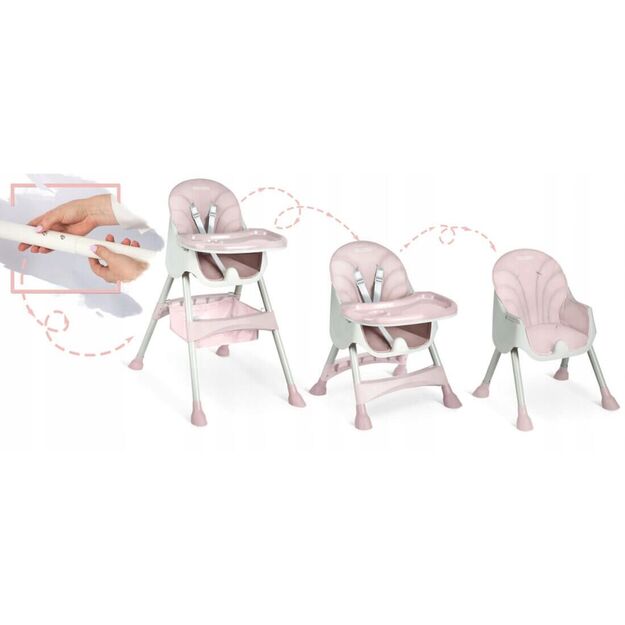 Milo maitinimo kėdutė su stalu ir seilinuku, rožinė